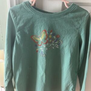 Hanna Andersson Teal Long Sleeve Tee with Sparkly Butterfly Design